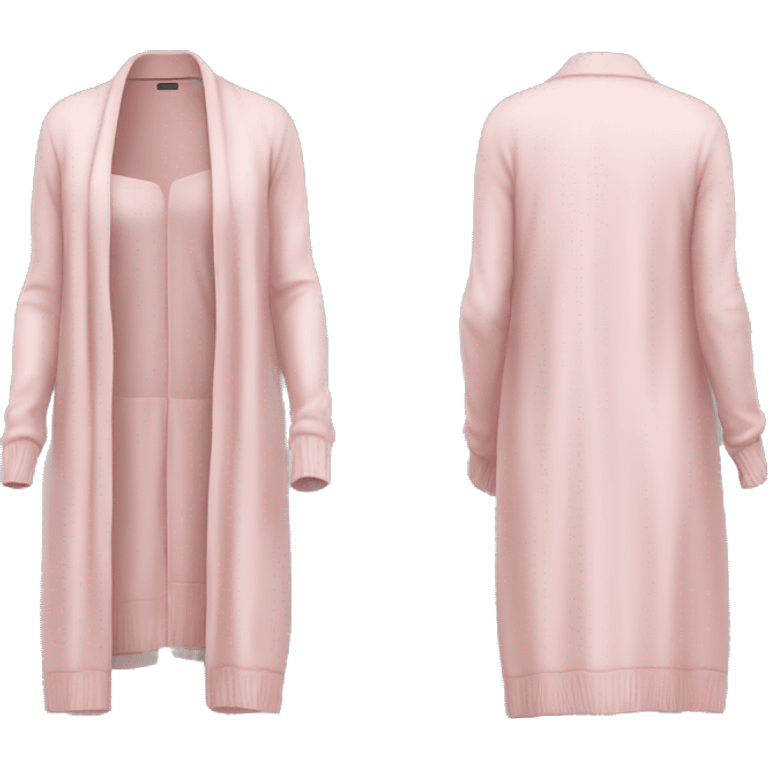 Realistic isolated side view of a pastel pink long open fashion cardigan. emoji