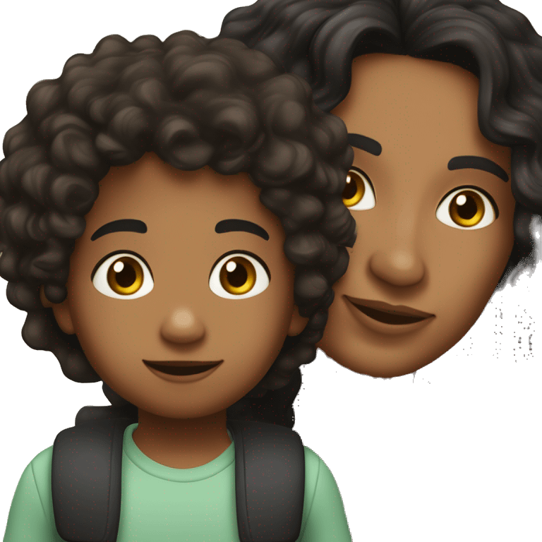 me with my 4-year-old son. I’m a Colombian woman with long wavy black hair and hazel eyes. My son, mixed French, Congolese, and Colombian, has slightly darker skin, curly hair on top, short sides, and black eyes.” emoji