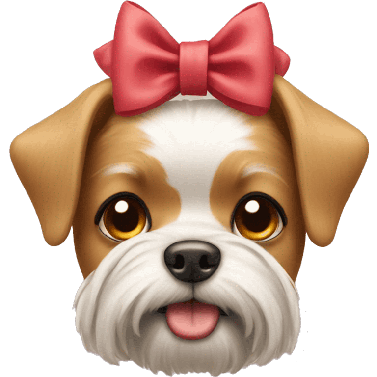 yorkshire dog using a cute bow in his head emoji