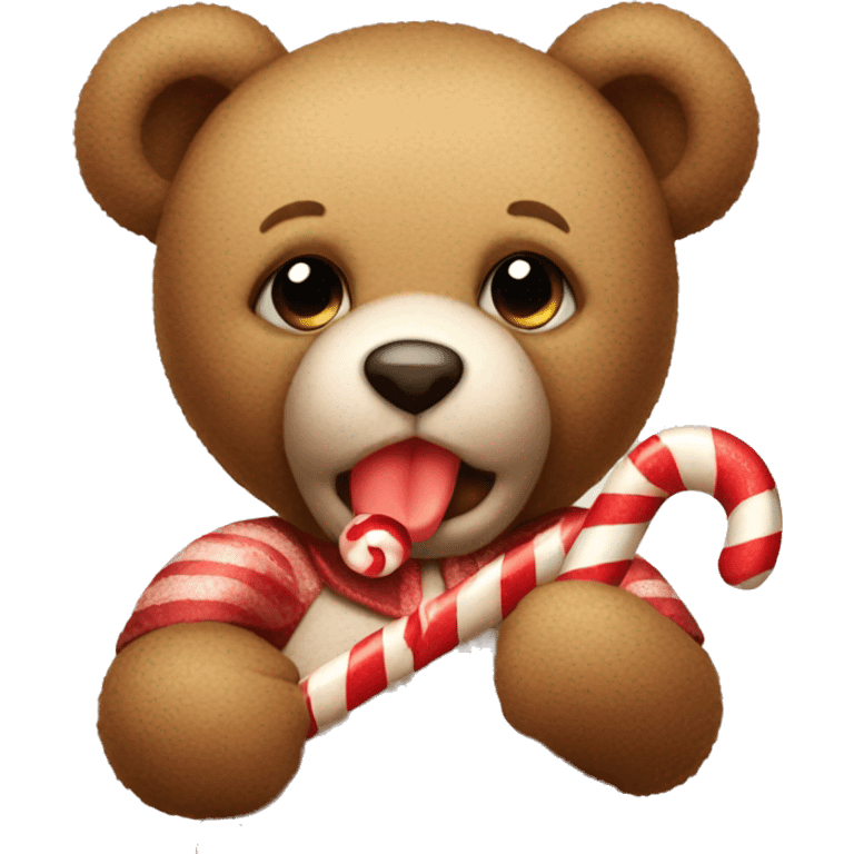 Teddy bear holding a candy cane  emoji