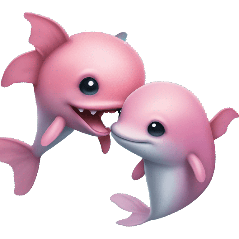 axolotl kissing dolphin emoji