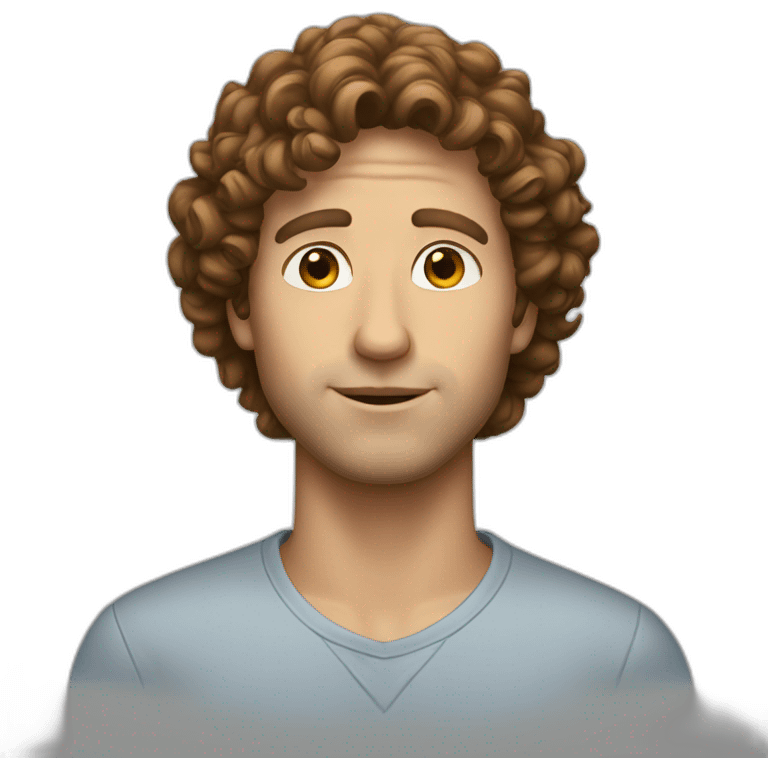 a white man with brown curly hair emoji