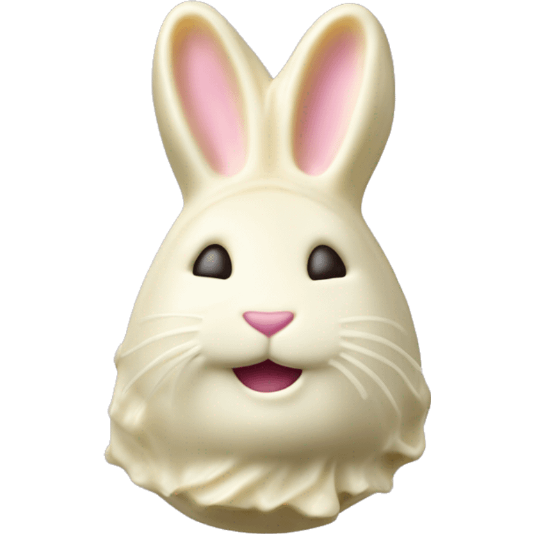 Realistic Easter white chocolate bunny candy isolated. emoji