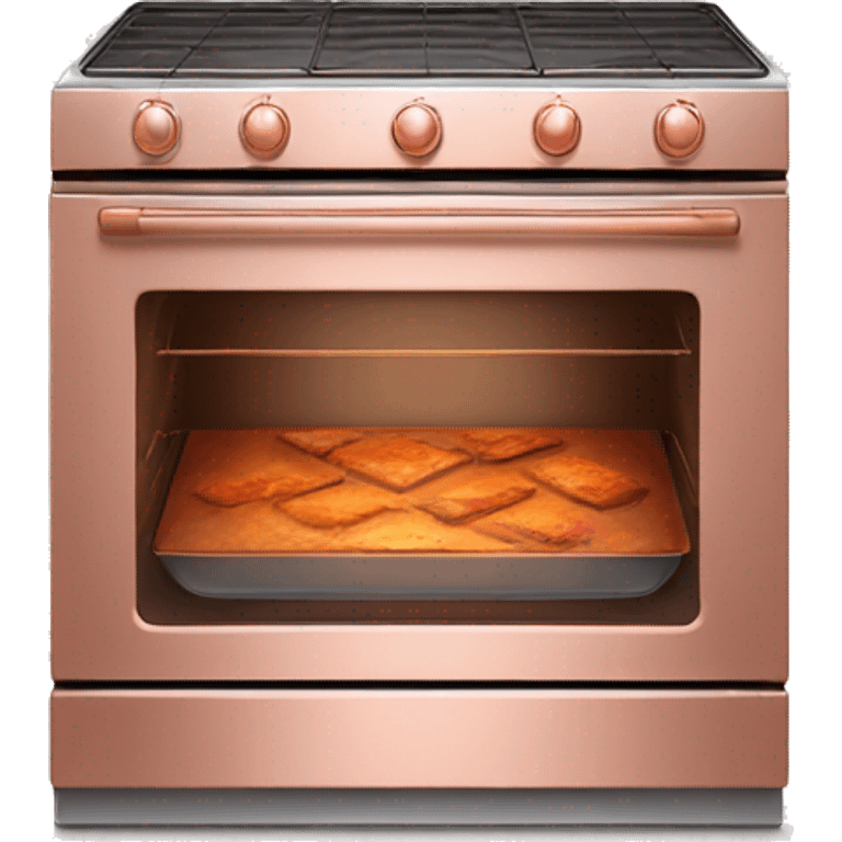 Realistic side view of rose gold oven. emoji