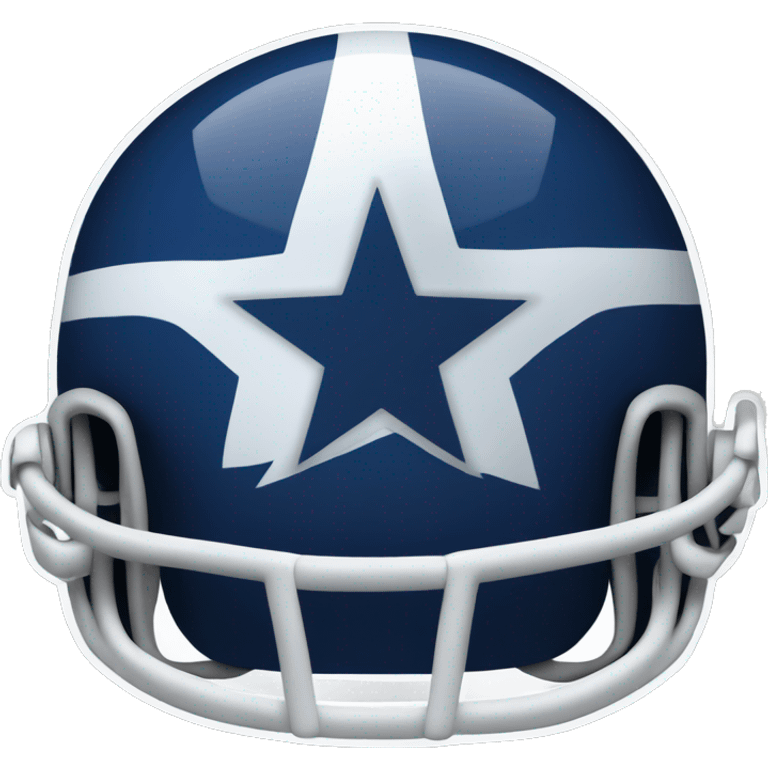 Football helmet that is dark blue with a white stripe down the middle and a star logo on the side emoji