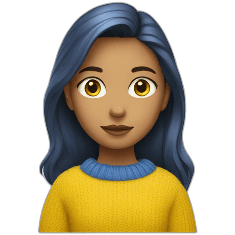 Girl in blue and yellow sweater emoji