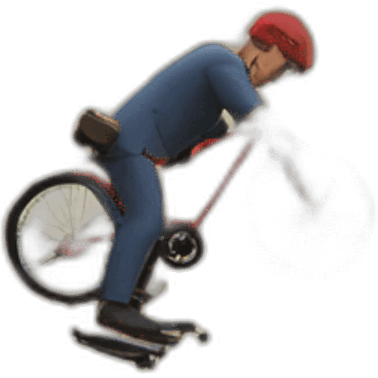 A man on a bicycle falls onto the tracks of a tramway emoji