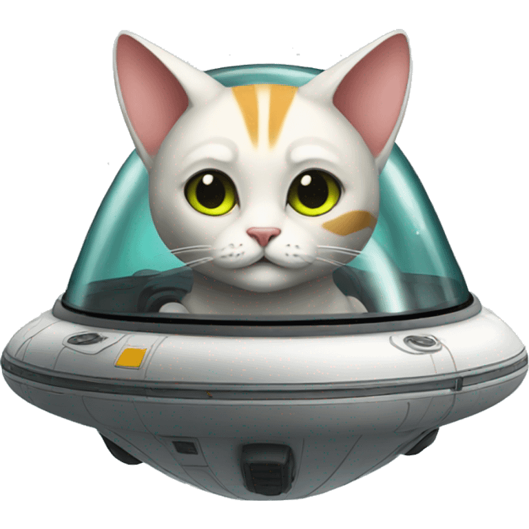 funny hovercat on alien ship emoji