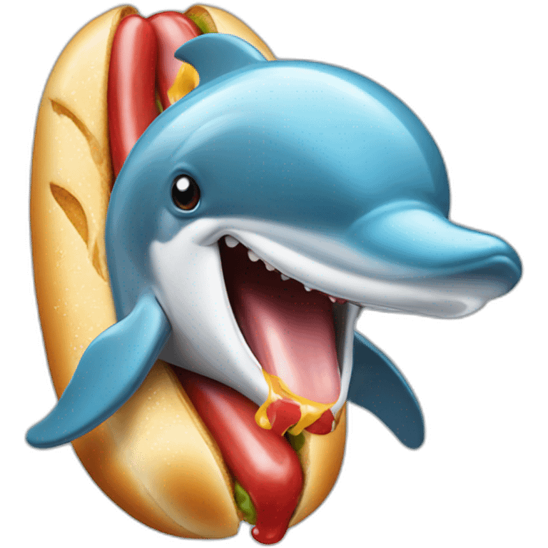 Dolphin eating hotdog emoji