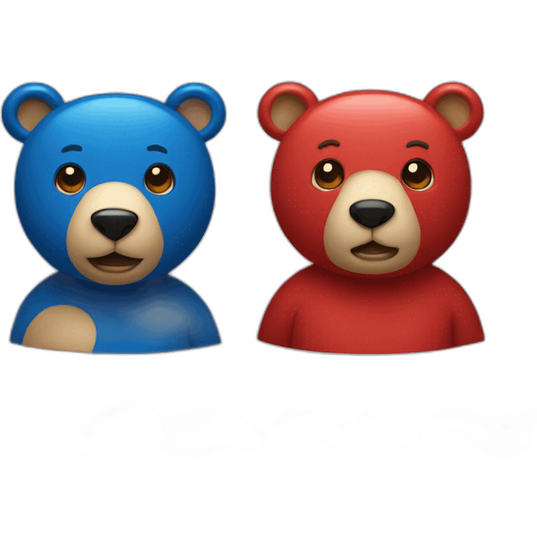 A bear in red and a bear in blue emoji