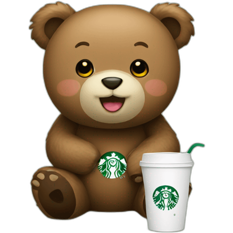 cute bear with Starbucks emoji