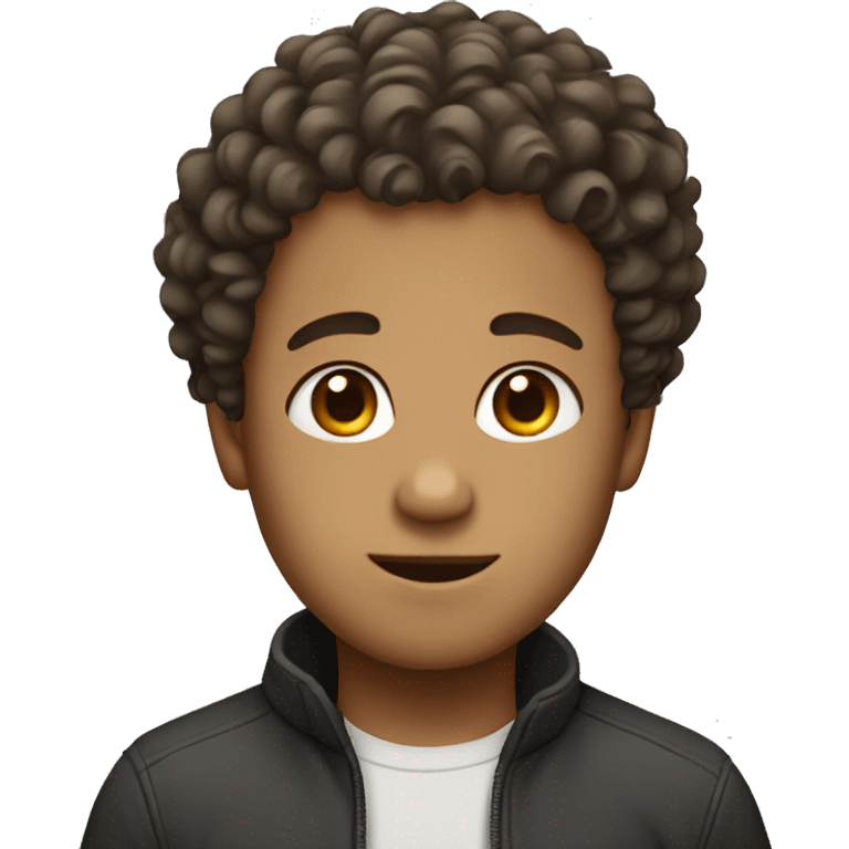 a Boy with curly hair and a staight hairline emoji