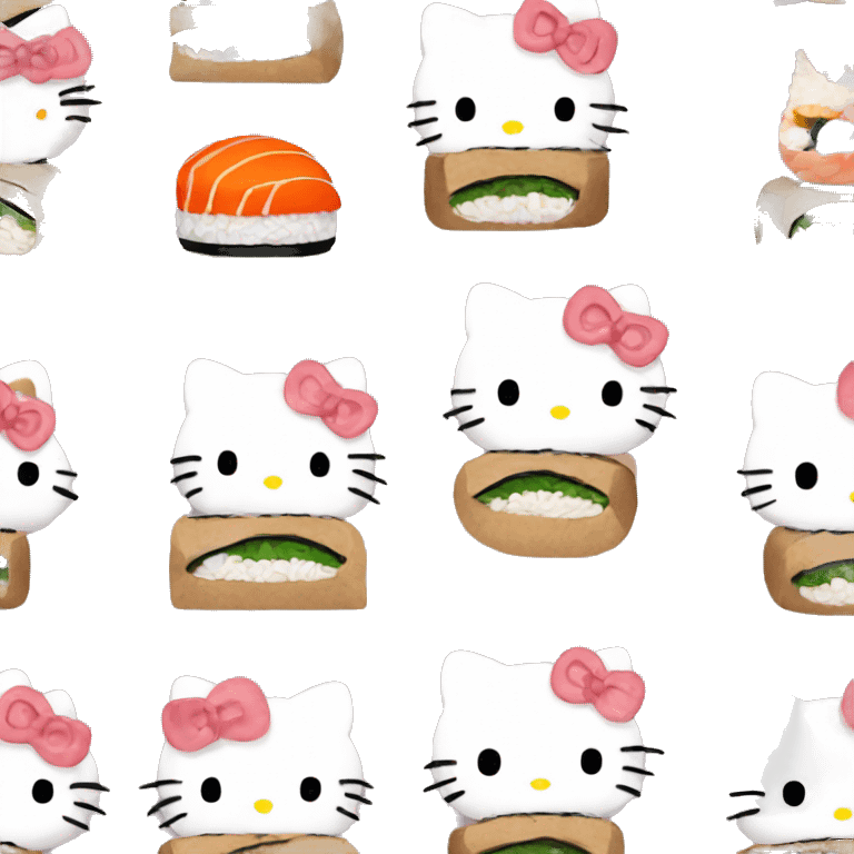 Hello kitty eating sushi emoji