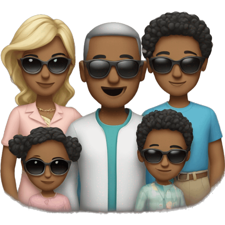 4 family wearing sunglasses emoji