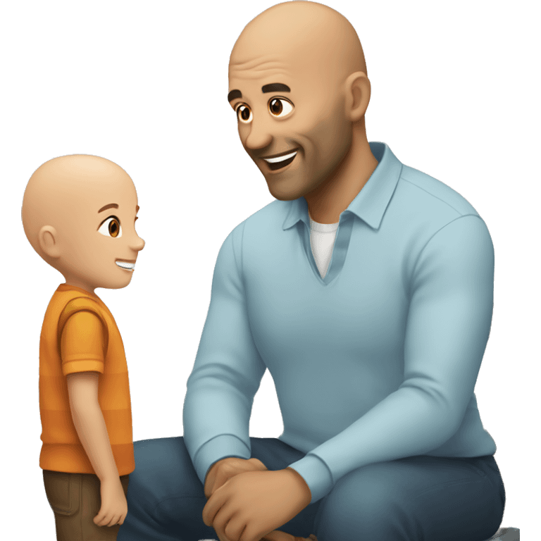 Bald man talking to kid emoji