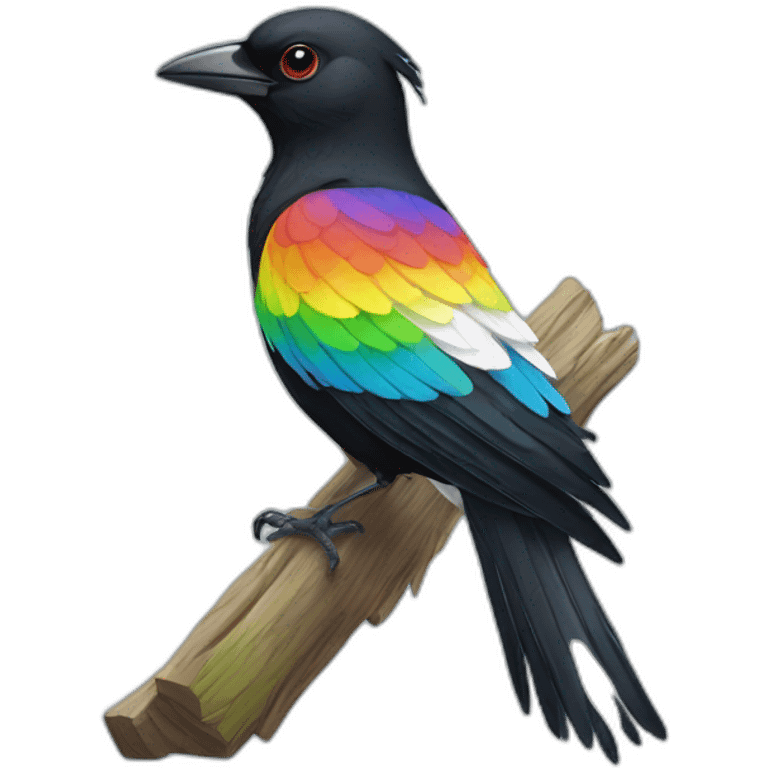 Magpie with rainbow emoji