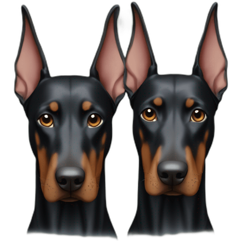 Two dobermans and moon no cropped ears emoji