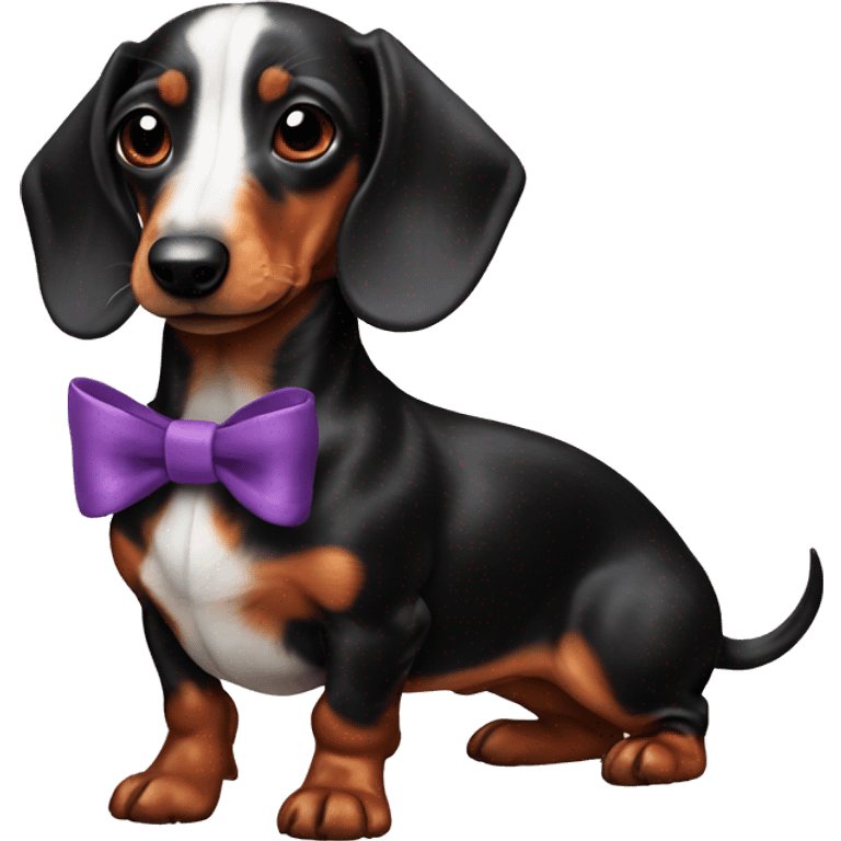 arlequin daschund with bow in his fur  emoji