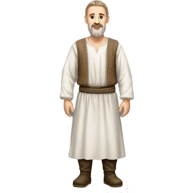 photorealistic white slavic peasant with goatee beard full body, Slavic ethnic clothing emoji