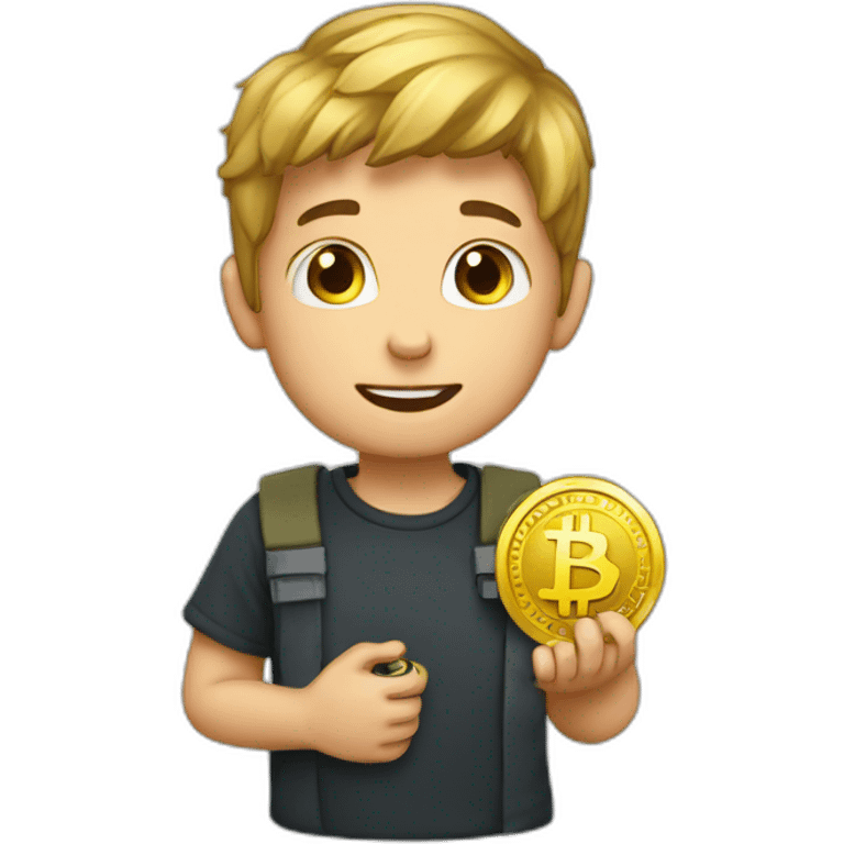 A boy with crypto coin emoji