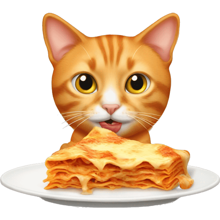 orange tabby cat eating lasagna emoji