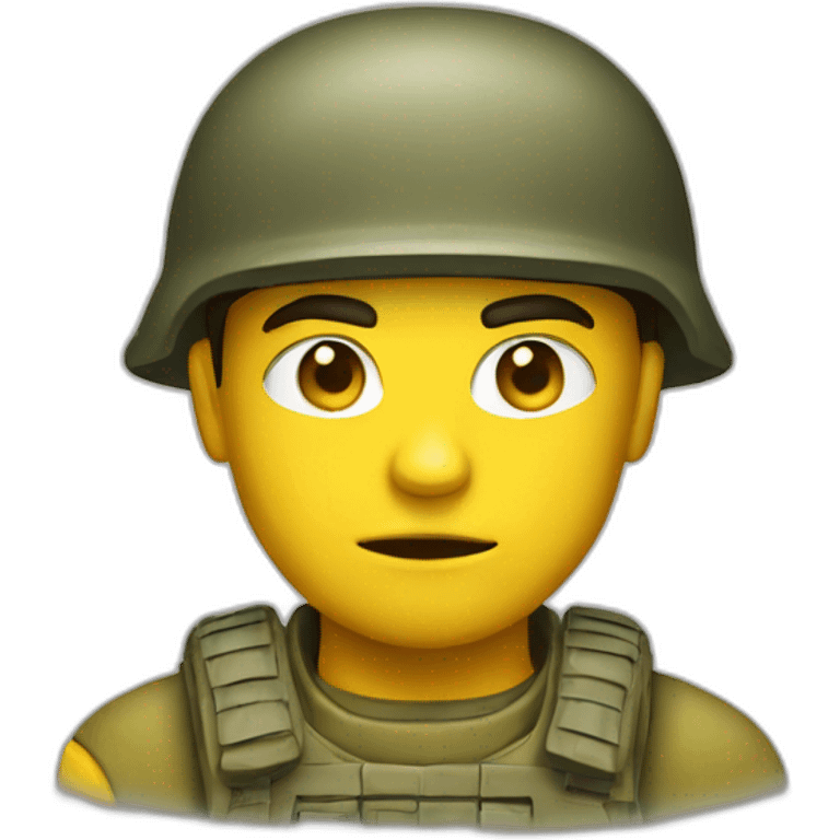 Tough looking soldier (head only, yellow) emoji