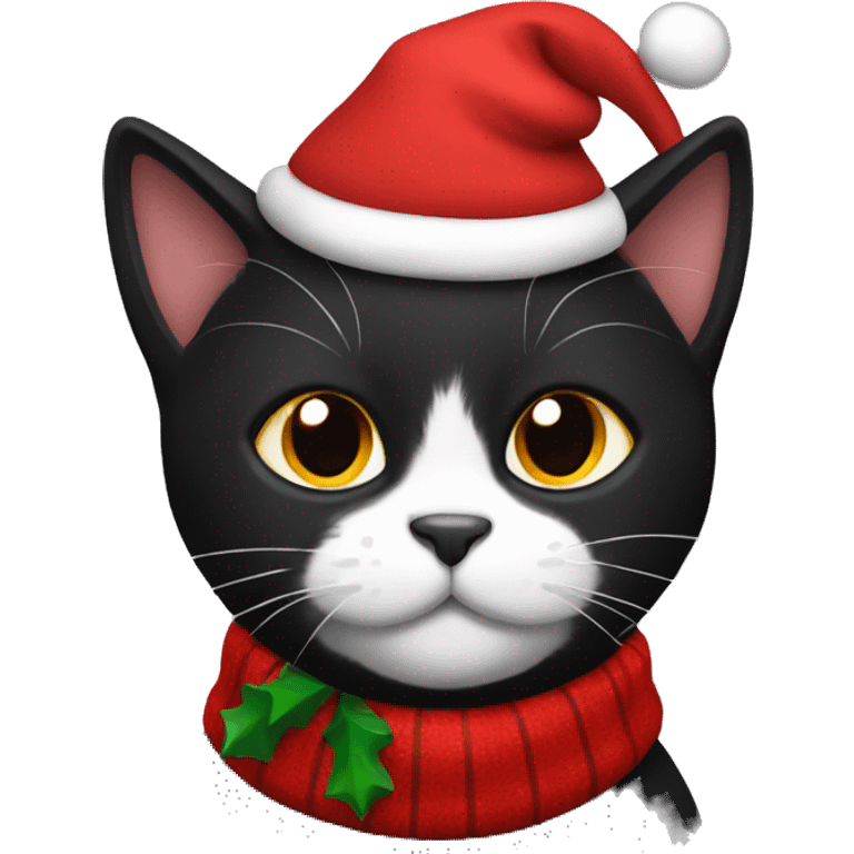 Black cat with a Christmas outfit emoji