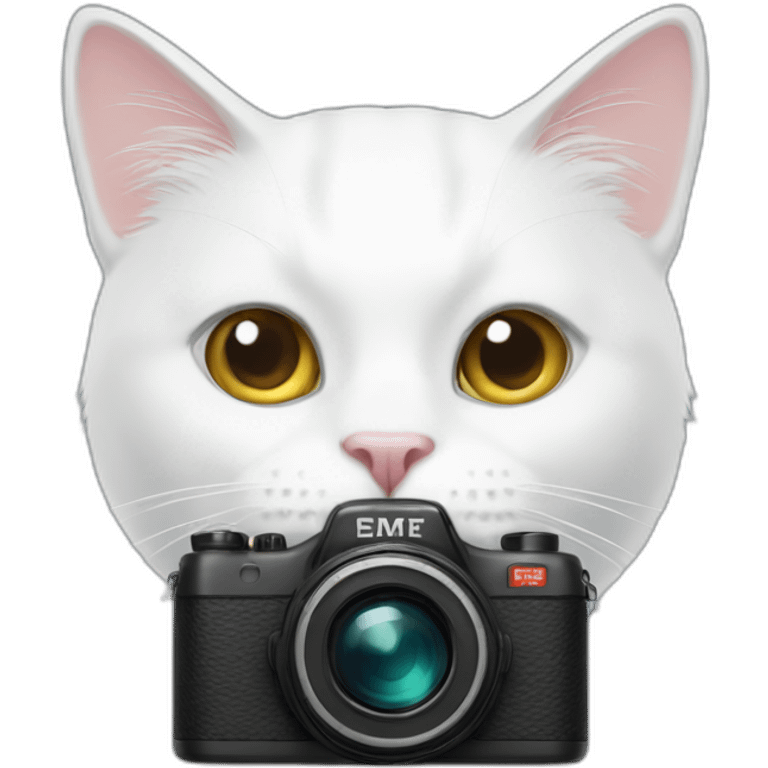 White Cat with camera emoji