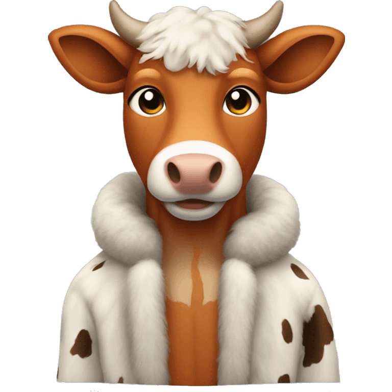 cow in a fox fur coat emoji