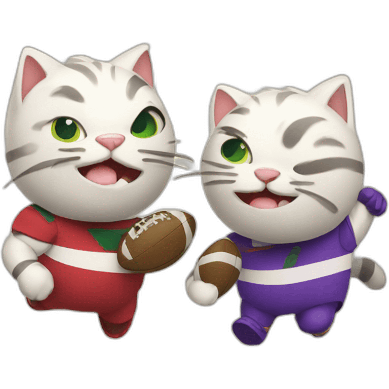 2 cats playing rugby emoji