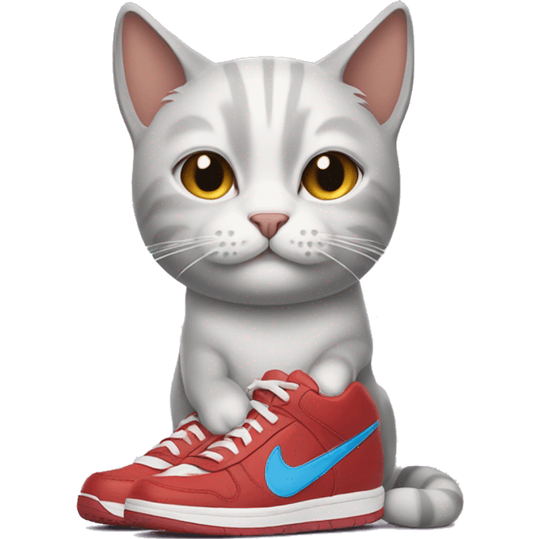 Cat wearing a hoddy and Nike sneakers  emoji