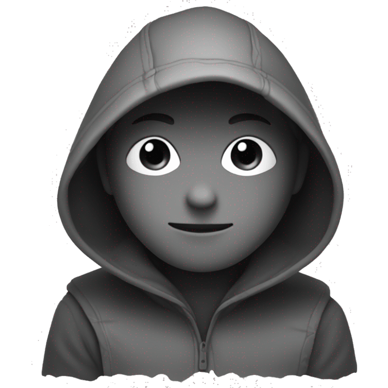 grayscale mysterious hooded boy in gloves emoji