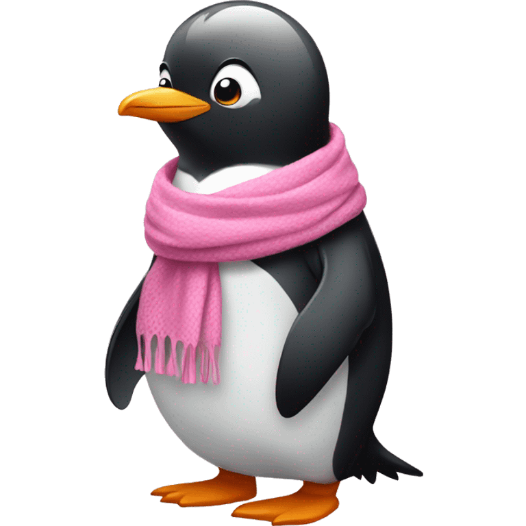 penguin with a pink scarf emoji