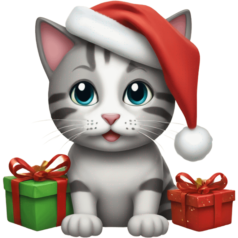 Christmas cat with gifts emoji