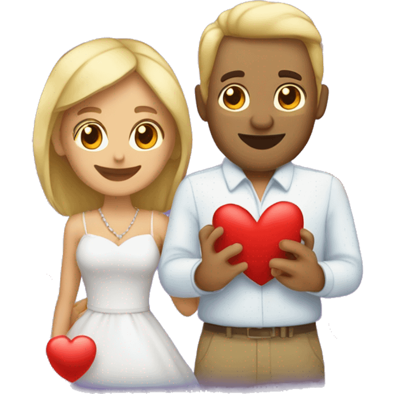 Pareja con corazones emoji