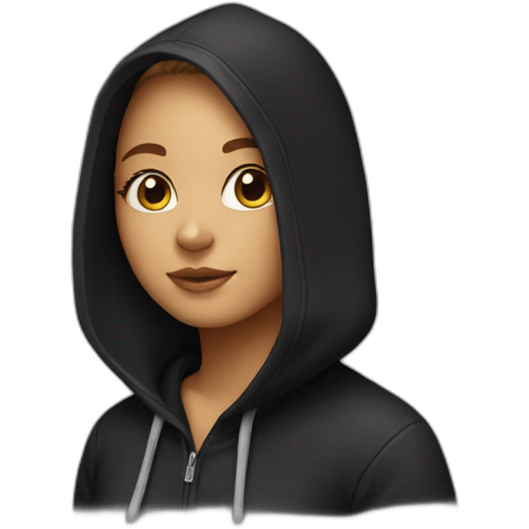 a chick wearing black hoodie emoji