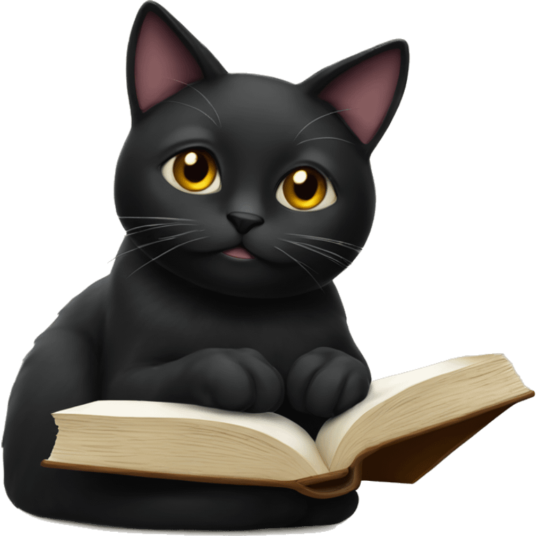 studying black cat emoji