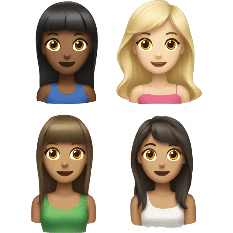 two brunettes and a blonde with bangs  emoji