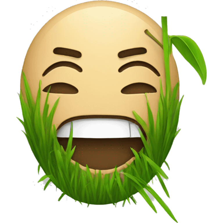 emoji with a blade of grass in the mouth emoji