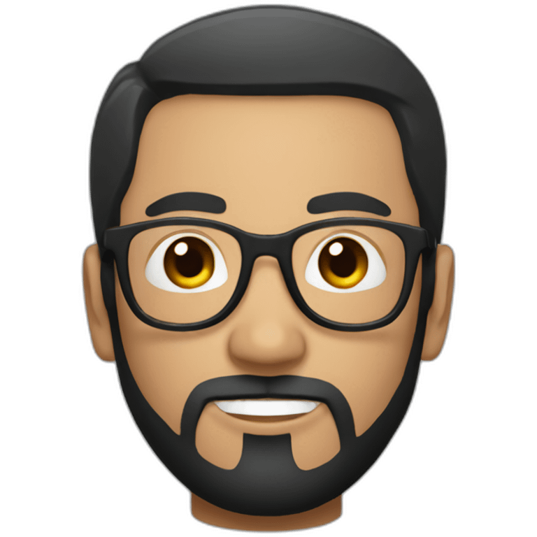 chilean man with short straight black hair and black beard and round white glasses emoji