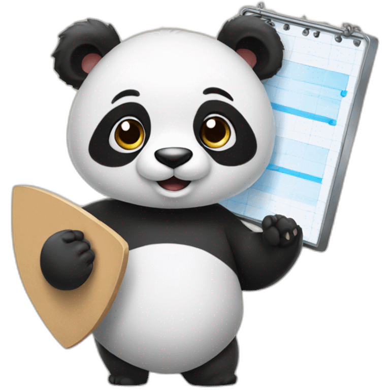 a panda holding a results board emoji