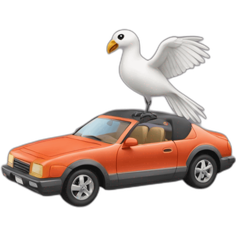 Oiseau sur une voiture emoji