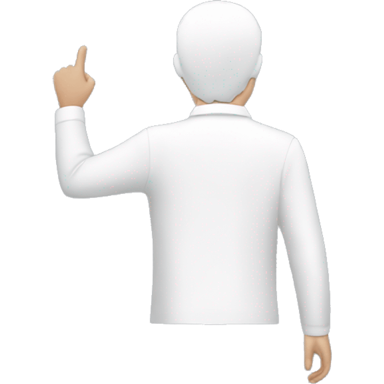 white shirt from behind, boy pointing up emoji