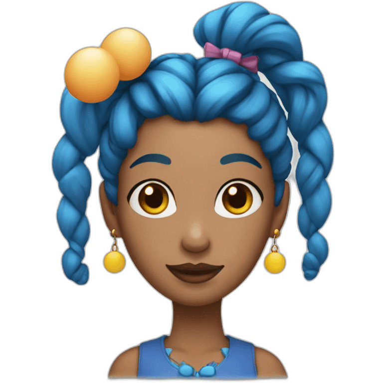 lady with blue pigtails and egg earrings emoji