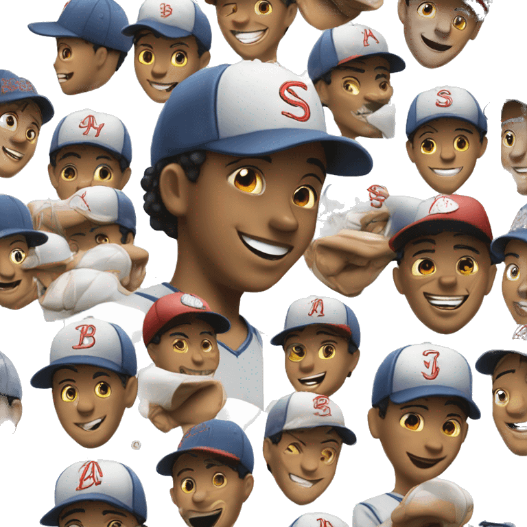 boys in baseball caps smiling emoji