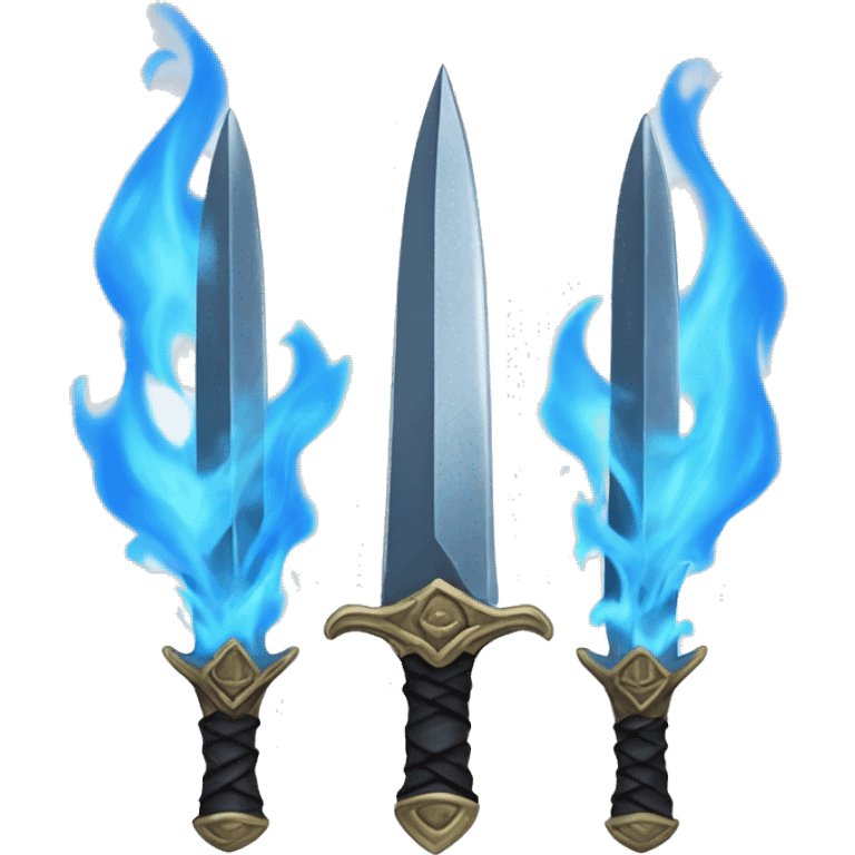 Daggers with blue flames behind them emoji