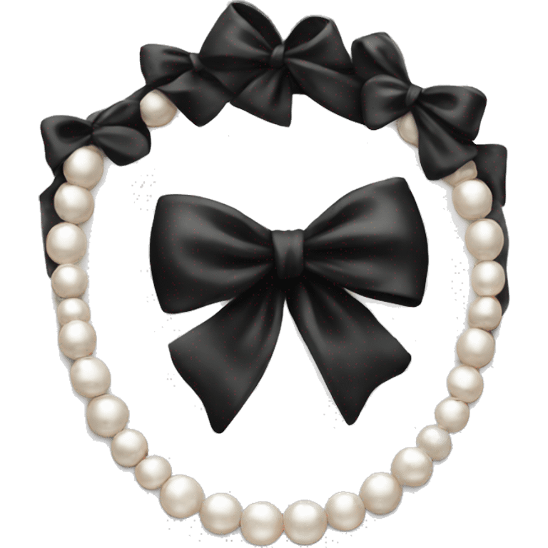 Pearl necklace black bow emoji