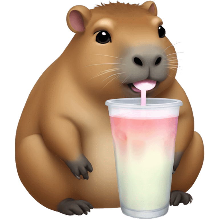 Capybara drinking boba emoji