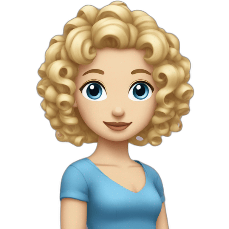 blonde curly hair chignon ringlets blue eyes emoji