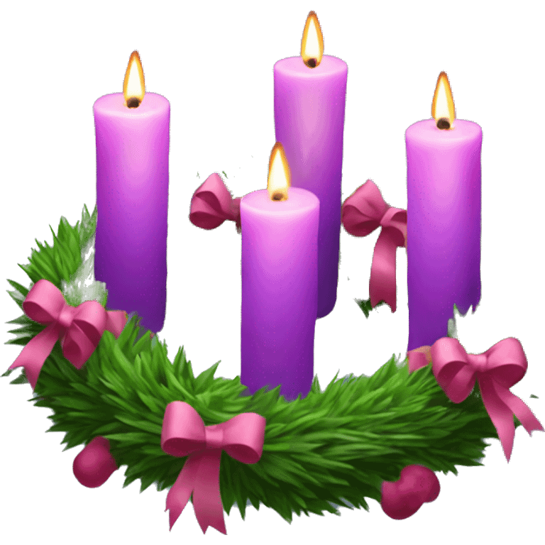 Advent wreath with three purple candles and one pink candle emoji